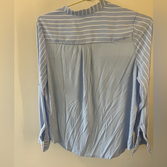 Light Blue and White Stripped Long Sleeve Top - Picture 4 of 5